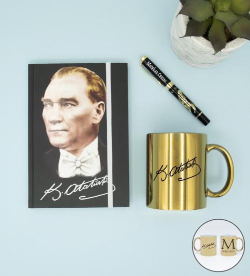Kişiye Özel Altın Renk Ulu Önder Mustafa Kemal Atatürk Seti