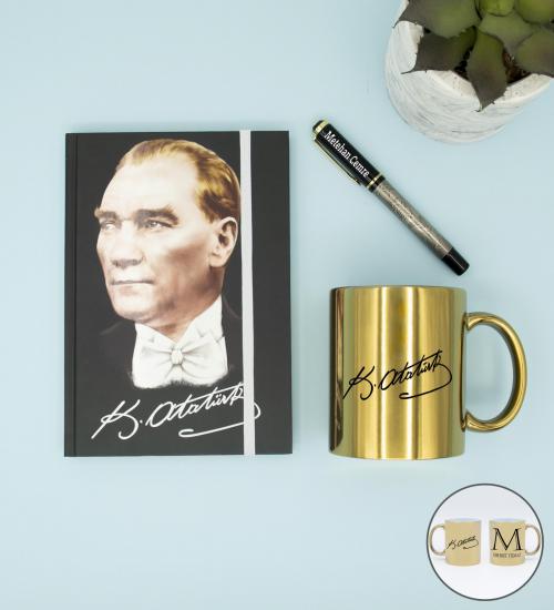 Kişiye Özel Altın Renk Ulu Önder Atatürk Seti (Altın)