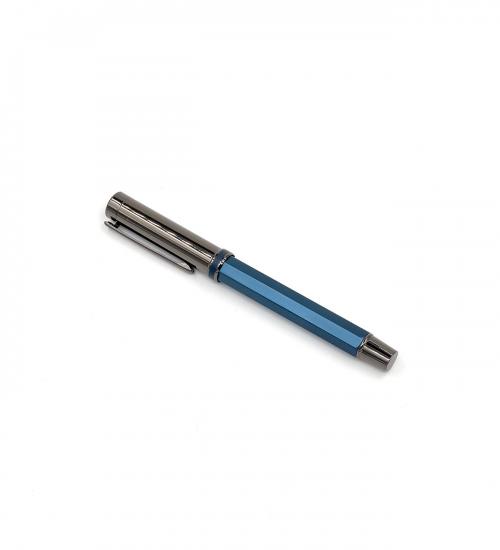 Özel Kutulu Kişiye Özel Mavi Metal Kalem ve Kişiye Özel Mavi Anahtarlık Seti