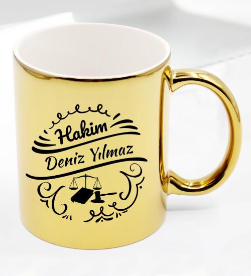 Hakimler İçin Kişiye Özel Altın Renk Kupa