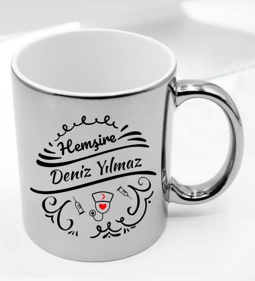 Hemşireler İçin Kişiye Özel Gümüş Renk Kupa