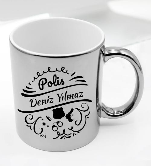 Polisler İçin Kişiye Özel Gümüş Renk Kupa