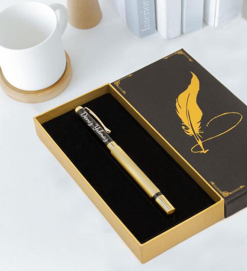 Kişiye Özel Gold-Siyah Renk Metal Tükenmez Kalem