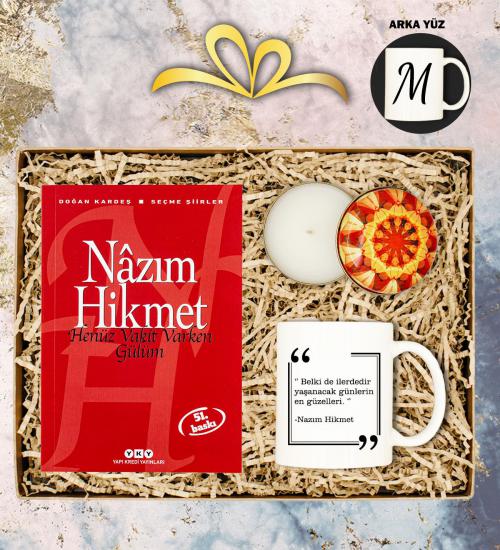 Kişiye Özel Kupa & Mum & Nazım Hikmet Henüz Vakit Varken Gülüm Kitap’lı Set