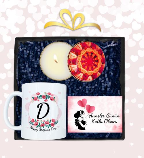 Anneler Gününe Özel Kişiye Özel Kupa & Mandala Desen Mum & Tebrik Kartı Hediye Seti