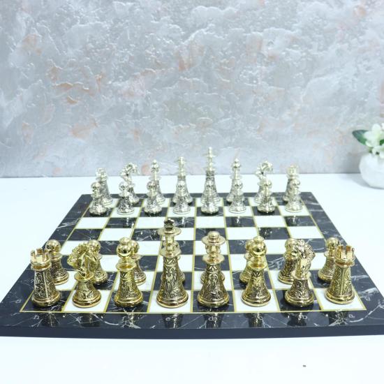  Mermer Desen Tablalı İmparatorluk Satranç Takımı 